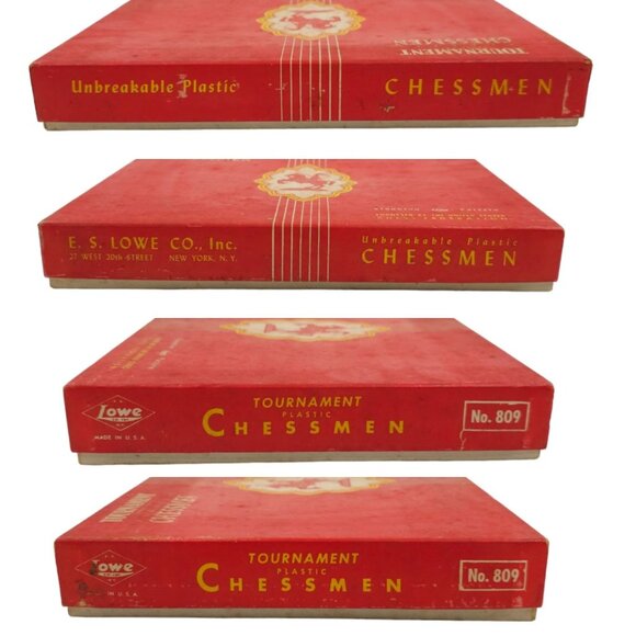 E S Lowe Co. Staunton Pattern Tournament Plastic Chessmen No. 809 Vintage 1945 - Picture 5 of 14